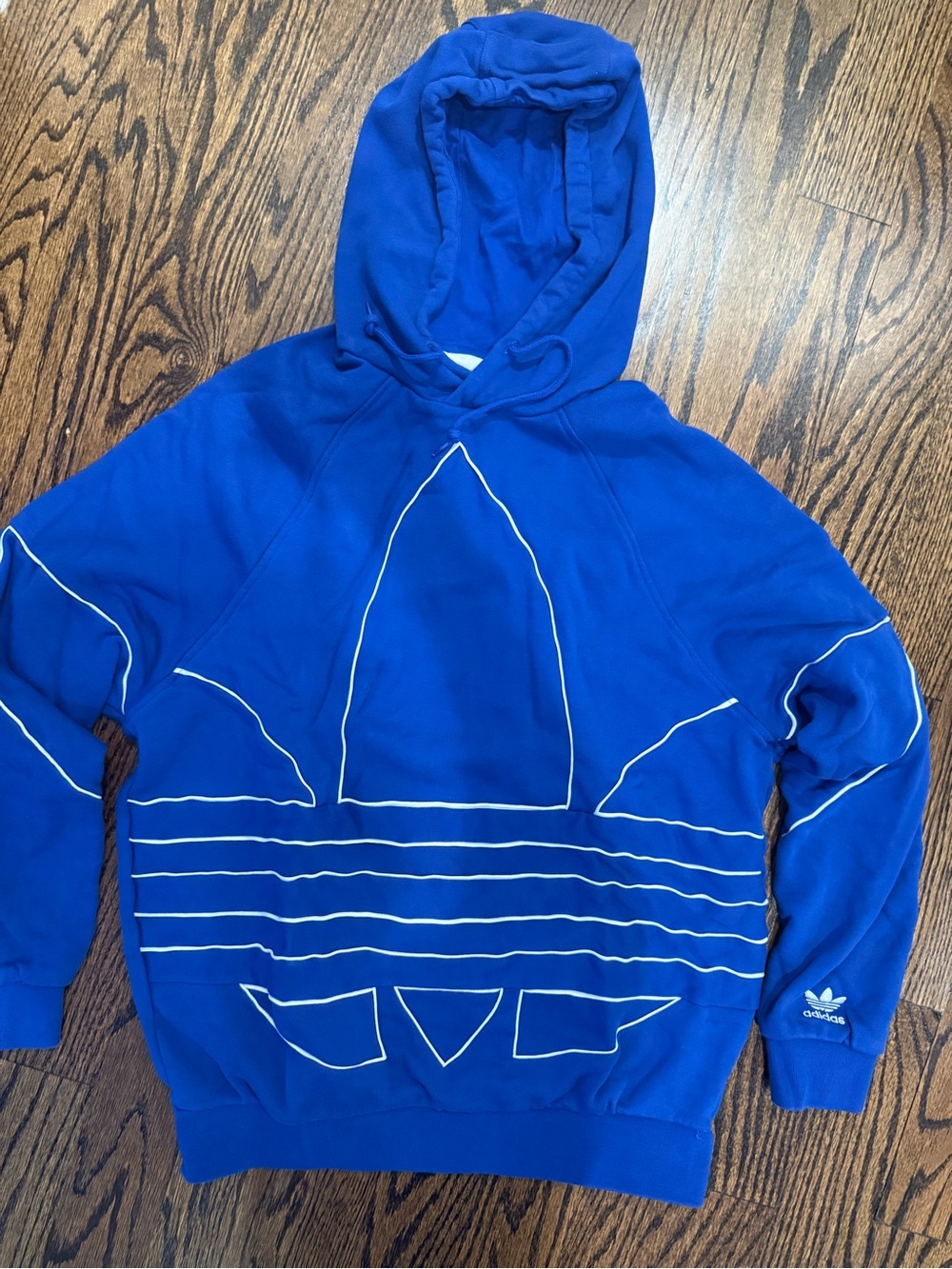 adidas Royal Blue Hoodie with White Trefoil Outline